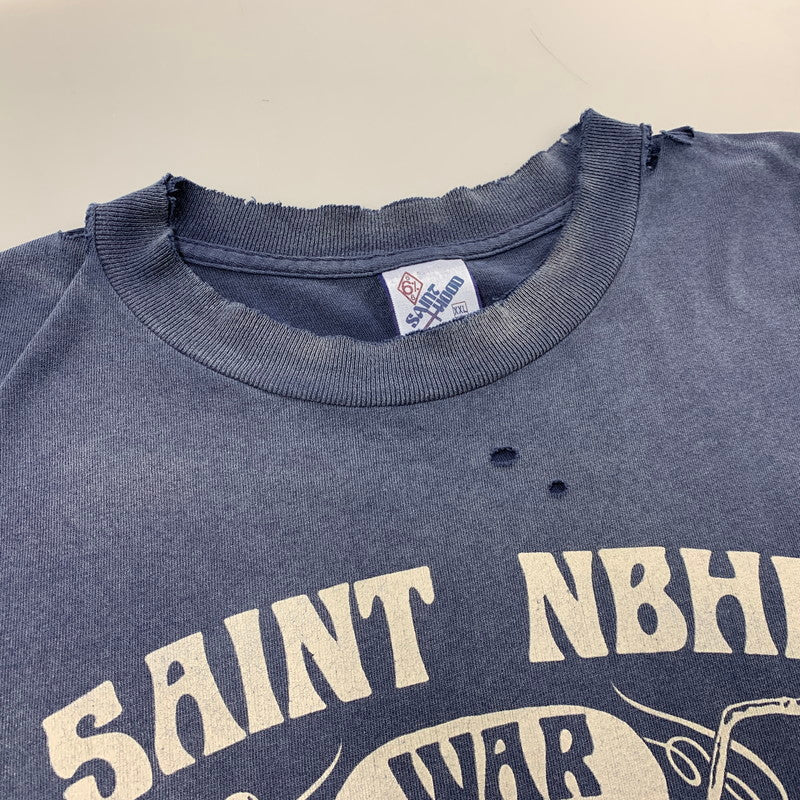 【中古品】【メンズ】 SAINT MICHAEL セントマイケル × NEIGHBORHOOD ネイバーフッド STHD.SS TEE SM-HR8-0000-C71 ショートスリーブ Tシャツ 半袖 トップス 142-250904-as-08-izu サイズ：XXL カラー：ネイビー 万代Net店