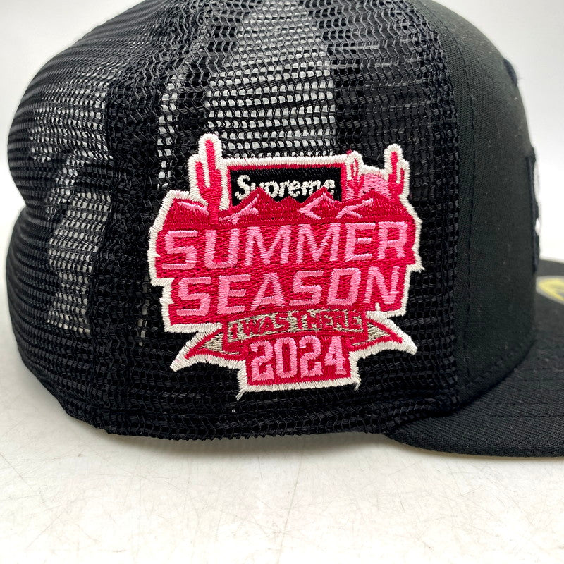 【中古品】【メンズ/レディース】 SUPREME×NEWERA シュプリーム×ニューエラ 24SS 59FIFTY SUMMER SEASON 2024 BOX LOGO MESH CAP サマーシーズン2024 ボックスロゴ メッシュキャップ 帽子 服飾雑貨 185-250905-ma-15-izu サイズ：57.7cm カラー：ブラック 万代Net店