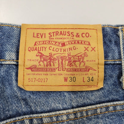 【現状渡し品】【メンズ】 Levi's リーバイス 517-0217 USA製 刻印525 SMALL-E 91年製 90S BOOT CUT FLARE DENIM PANTS ブーツカット フレアー デニム パンツ ズボン ボトムス 157-250922-ya-08-izu サイズ：30×34 カラー：インディゴ 万代Net店
