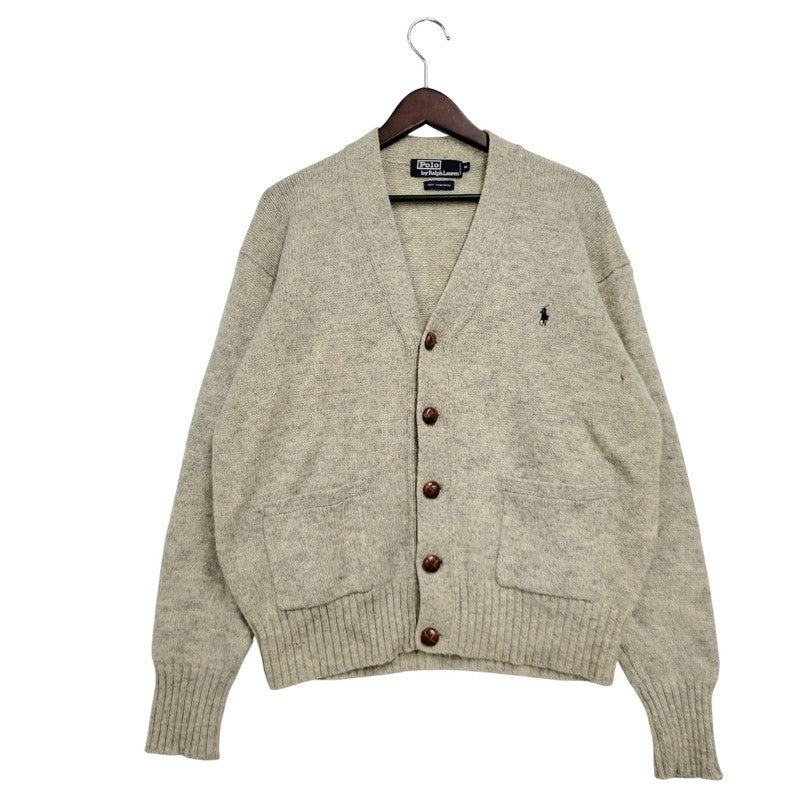【中古品】【メンズ】 Polo by Ralph Lauren ポロバイラルフローレン LEATHER BUTTON LAMBSWOOL CARDIGAN レザー ボタン ラムズウール カーディガン 146-250911-as-03-izu サイズ：M カラー：グレー系 万代Net店