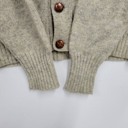 【中古品】【メンズ】 Polo by Ralph Lauren ポロバイラルフローレン LEATHER BUTTON LAMBSWOOL CARDIGAN レザー ボタン ラムズウール カーディガン 146-250911-as-03-izu サイズ：M カラー：グレー系 万代Net店