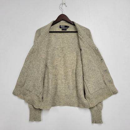 【中古品】【メンズ】 Polo by Ralph Lauren ポロバイラルフローレン LEATHER BUTTON LAMBSWOOL CARDIGAN レザー ボタン ラムズウール カーディガン 146-250911-as-03-izu サイズ：M カラー：グレー系 万代Net店