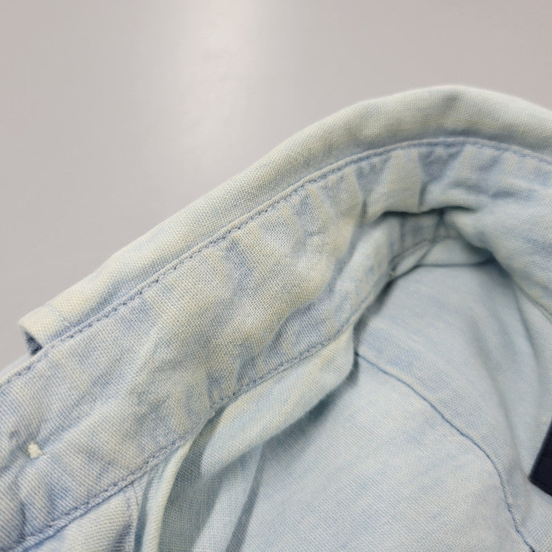 【中古品】【メンズ】 RALPH LAUREN ラルフローレン 90S POLO BEAR EMBROIDERY LS CHAMBRAY SHIRT 90年代 ポロベアー エンブロイダリー ロングスリーブ シャンブレーシャツ トップス 長袖　 146-250911-cs-01-izu サイズ：S カラー：ライトブルー 万代Net店