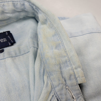 【中古品】【メンズ】 RALPH LAUREN ラルフローレン 90S POLO BEAR EMBROIDERY LS CHAMBRAY SHIRT 90年代 ポロベアー エンブロイダリー ロングスリーブ シャンブレーシャツ トップス 長袖　 146-250911-cs-01-izu サイズ：S カラー：ライトブルー 万代Net店