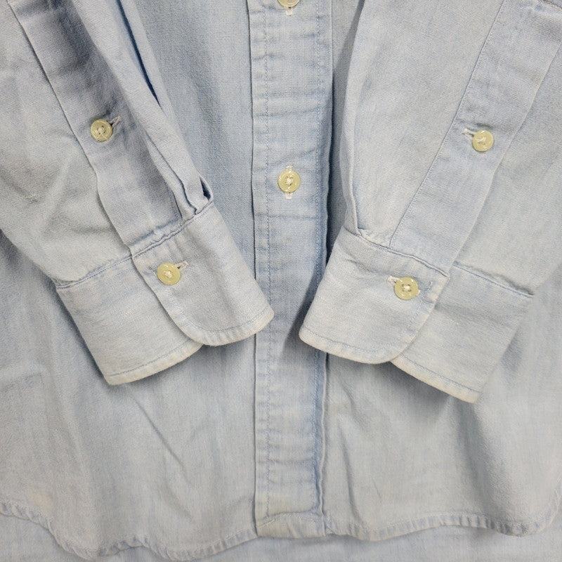 【中古品】【メンズ】 RALPH LAUREN ラルフローレン 90S POLO BEAR EMBROIDERY LS CHAMBRAY SHIRT 90年代 ポロベアー エンブロイダリー ロングスリーブ シャンブレーシャツ トップス 長袖　 146-250911-cs-01-izu サイズ：S カラー：ライトブルー 万代Net店