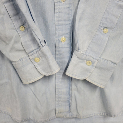 【中古品】【メンズ】 RALPH LAUREN ラルフローレン 90S POLO BEAR EMBROIDERY LS CHAMBRAY SHIRT 90年代 ポロベアー エンブロイダリー ロングスリーブ シャンブレーシャツ トップス 長袖　 146-250911-cs-01-izu サイズ：S カラー：ライトブルー 万代Net店
