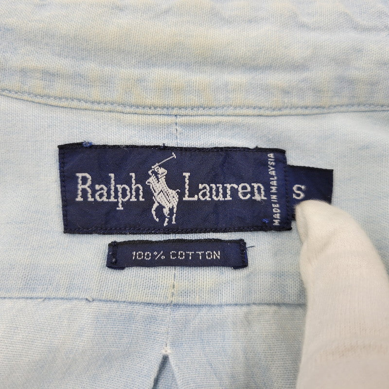 【中古品】【メンズ】 RALPH LAUREN ラルフローレン 90S POLO BEAR EMBROIDERY LS CHAMBRAY SHIRT 90年代 ポロベアー エンブロイダリー ロングスリーブ シャンブレーシャツ トップス 長袖　 146-250911-cs-01-izu サイズ：S カラー：ライトブルー 万代Net店