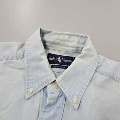 【中古品】【メンズ】 RALPH LAUREN ラルフローレン 90S POLO BEAR EMBROIDERY LS CHAMBRAY SHIRT 90年代 ポロベアー エンブロイダリー ロングスリーブ シャンブレーシャツ トップス 長袖　 146-250911-cs-01-izu サイズ：S カラー：ライトブルー 万代Net店
