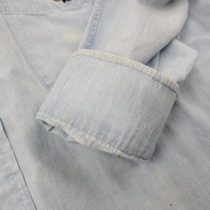 【中古品】【メンズ】 RALPH LAUREN ラルフローレン 90S POLO BEAR EMBROIDERY LS CHAMBRAY SHIRT 90年代 ポロベアー エンブロイダリー ロングスリーブ シャンブレーシャツ トップス 長袖　 146-250911-cs-01-izu サイズ：S カラー：ライトブルー 万代Net店