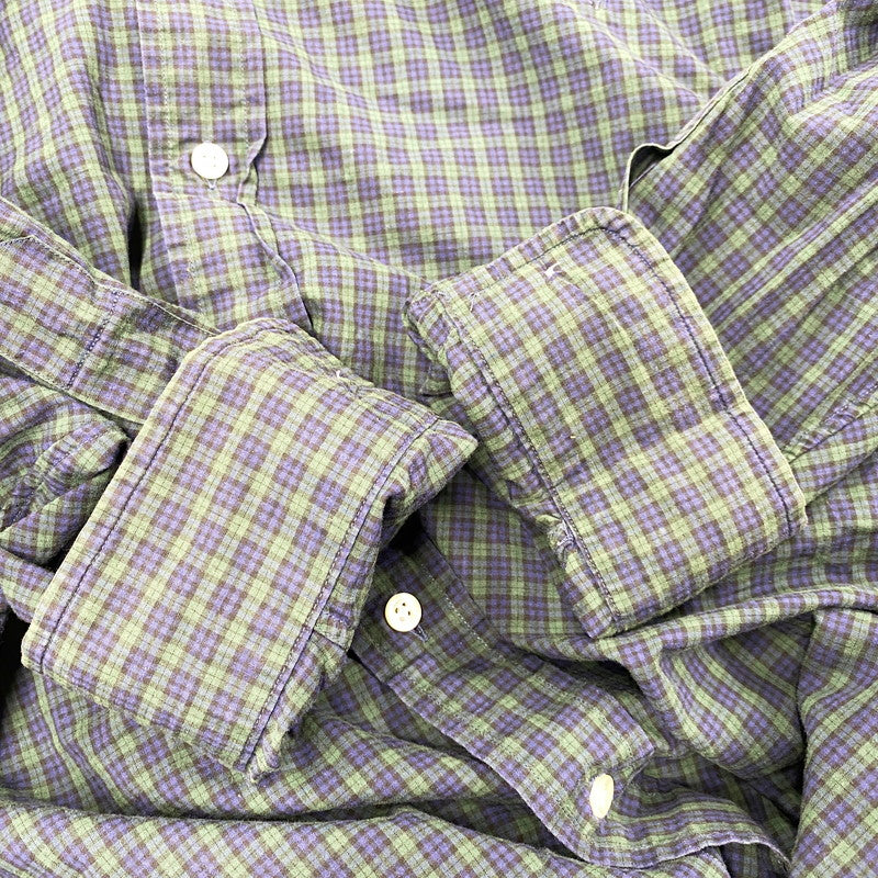 【中古品】【メンズ】 RALPH LAUREN ラルフローレン COTTON CHECK LS BD SHIRT コットン チェック ロングスリーブ ボタンダウン シャツ 長袖 トップス 147-250911-as-23-izu サイズ：4X BIG カラー：グリーン×ネイビー 万代Net店