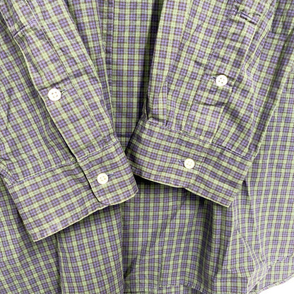 【中古品】【メンズ】 RALPH LAUREN ラルフローレン COTTON CHECK LS BD SHIRT コットン チェック ロングスリーブ ボタンダウン シャツ 長袖 トップス 147-250911-as-23-izu サイズ：4X BIG カラー：グリーン×ネイビー 万代Net店