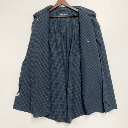 【中古品】【メンズ】 RALPH LAUREN ラルフローレン COTTON CHECK LS BD SHIRT コットン チェック ロングスリーブ ボタンダウン シャツ 長袖 トップス 147-250911-as-23-izu サイズ：4X BIG カラー：グリーン×ネイビー 万代Net店