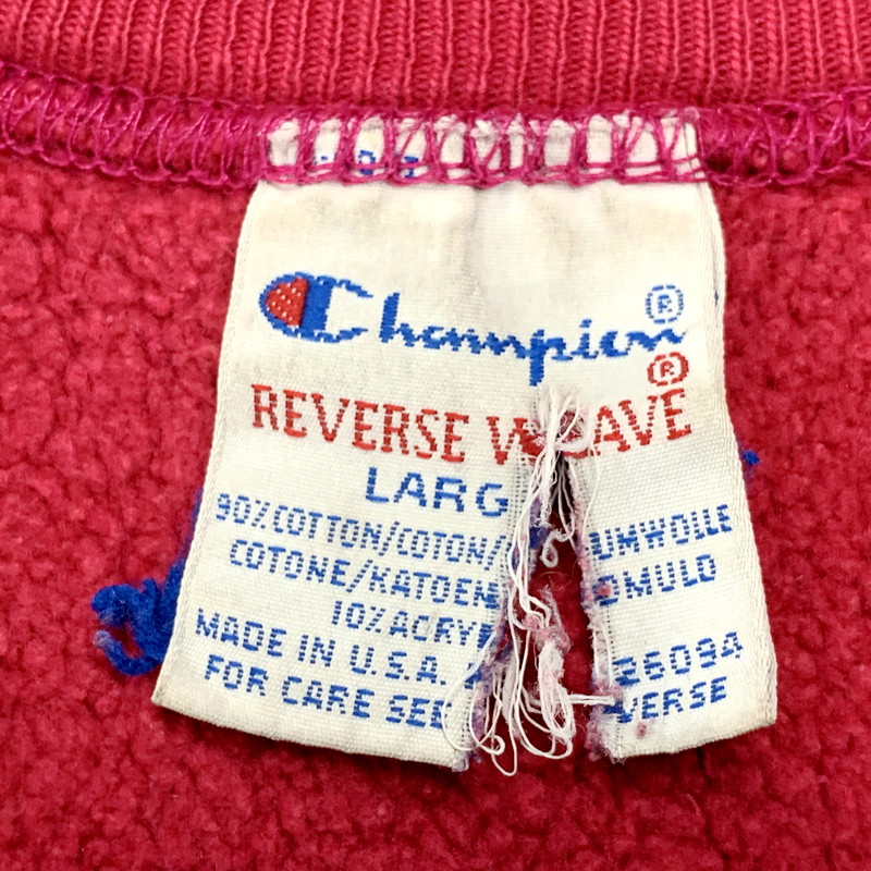 【現状渡し品】【メンズ】 Champion チャンピオン REVERSE WEAVE SWEATSHIRT リバースウィーブ スウェットシャツ USA製 刺繍タグ トレーナー 長袖 トップス 146-250918-as-20-izu サイズ：L カラー：ピンク 万代Net店
