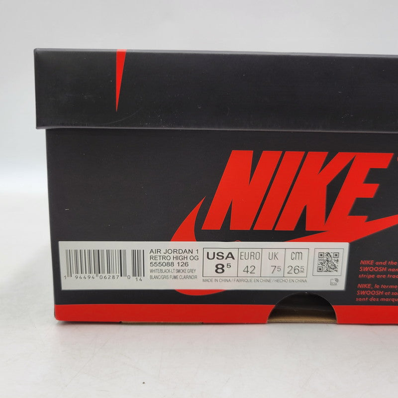 【中古美品】【メンズ】 NIKE ナイキ AIR JORDAN 1 RETRO HIGH OG 555088-126 エアジョーダン 1 レトロ ハイ OG スニーカー シューズ 靴 160-250908-as-21-izu サイズ：26.5cm カラー：WHITE/BLACK-LT SMOKE GREY 万代Net店