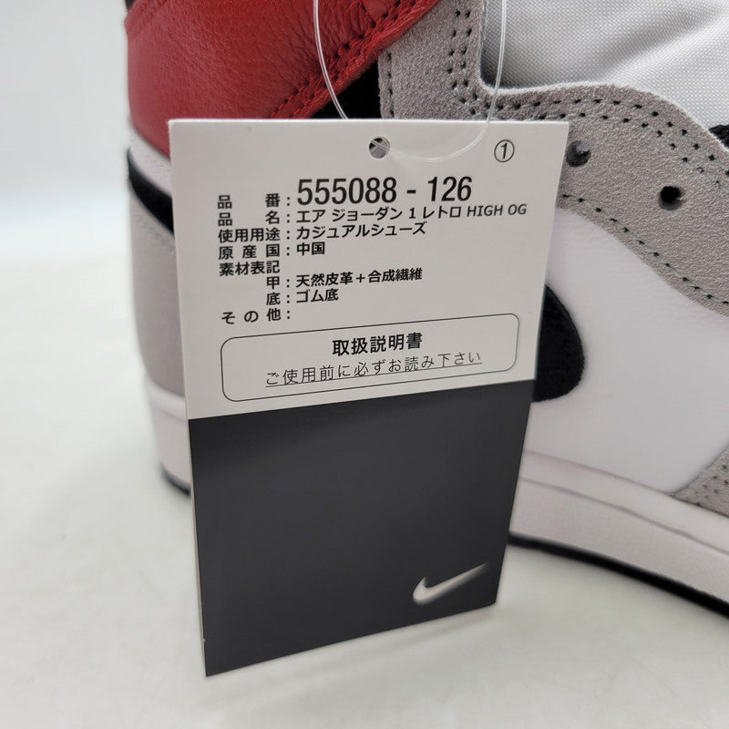 【中古美品】【メンズ】 NIKE ナイキ AIR JORDAN 1 RETRO HIGH OG 555088-126 エアジョーダン 1 レトロ ハイ OG スニーカー シューズ 靴 160-250908-as-21-izu サイズ：26.5cm カラー：WHITE/BLACK-LT SMOKE GREY 万代Net店