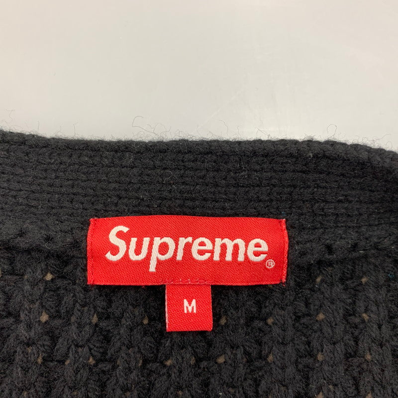 【中古品】【メンズ】 Supreme シュプリーム WAFFLE KNIT CARDIGAN ワッフル ニット カーディガン 149-250908-as-07-izu サイズ：M カラー：ブラック 万代Net店