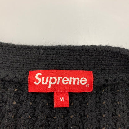 【中古品】【メンズ】 Supreme シュプリーム WAFFLE KNIT CARDIGAN ワッフル ニット カーディガン 149-250908-as-07-izu サイズ：M カラー：ブラック 万代Net店
