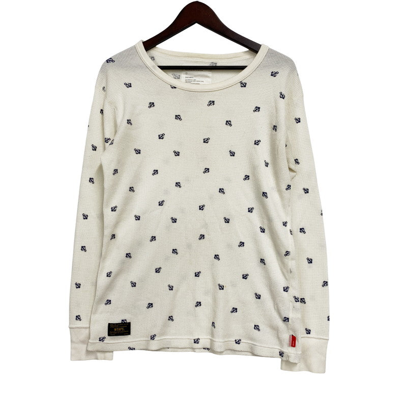 【中古品】【メンズ】 WTAPS ダブルタップス ANCHOR WAFFLE L/S 122HNDT-CSM07 ワッフル ロングスリーブ 長袖 トップス 142-250911-as-19-izu サイズ：1 カラー：ホワイト系 万代Net店