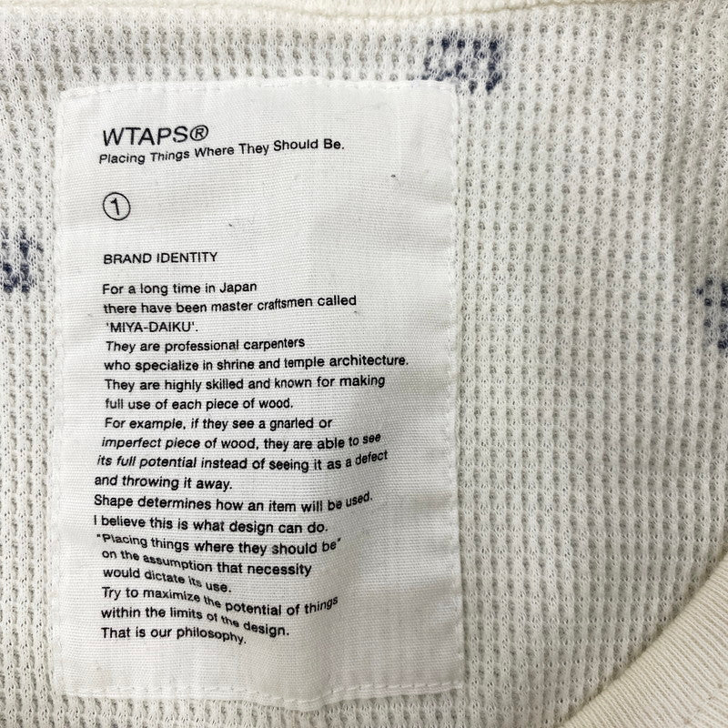 【中古品】【メンズ】 WTAPS ダブルタップス ANCHOR WAFFLE L/S 122HNDT-CSM07 ワッフル ロングスリーブ 長袖 トップス 142-250911-as-19-izu サイズ：1 カラー：ホワイト系 万代Net店