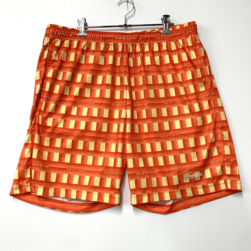 【中古品】【メンズ】 Supreme シュプリーム GRID SOCCER SHORT グリッド サッカー ショーツ ショートパンツ ボトムス 149-250908-as-02-izu サイズ：L カラー：オレンジ系 万代Net店