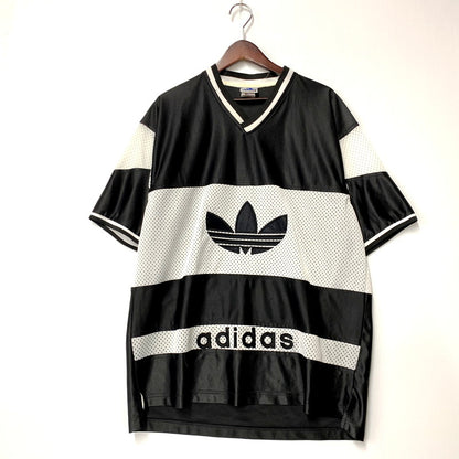【中古品】【メンズ】 adidas アディダス 90’s MESH GAME SHIRT 90年代 メッシュ ゲームシャツ 半袖Tシャツ トレフォイルロゴ 万国旗タグ 146-250926-hi-04-izu サイズ：L カラー：ブラック/ホワイト 万代Net店