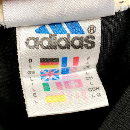 【中古品】【メンズ】 adidas アディダス 90’s MESH GAME SHIRT 90年代 メッシュ ゲームシャツ 半袖Tシャツ トレフォイルロゴ 万国旗タグ 146-250926-hi-04-izu サイズ：L カラー：ブラック/ホワイト 万代Net店