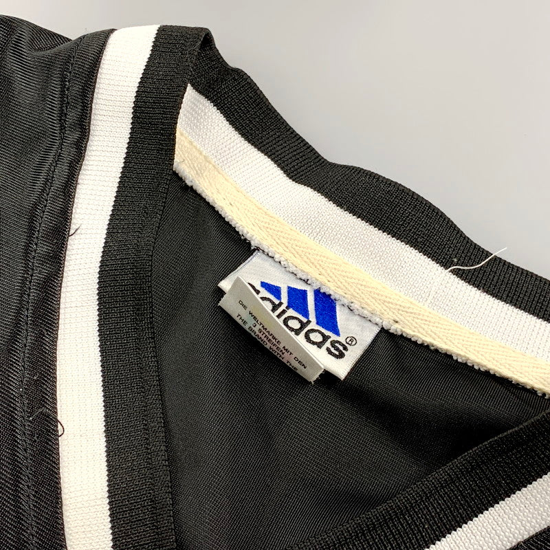 【中古品】【メンズ】 adidas アディダス 90’s MESH GAME SHIRT 90年代 メッシュ ゲームシャツ 半袖Tシャツ トレフォイルロゴ 万国旗タグ 146-250926-hi-04-izu サイズ：L カラー：ブラック/ホワイト 万代Net店