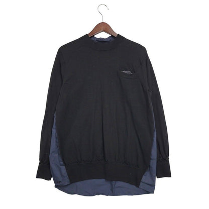 【現状渡し品】【メンズ】 Sacai サカイ DOCKING DESIGN KNIT SWEATER 18-01781M ドッキング デザイン ニット セーター 長袖 トップス 140-250911-as-02-izu サイズ：1 カラー：ブラック×ネイビー 万代Net店