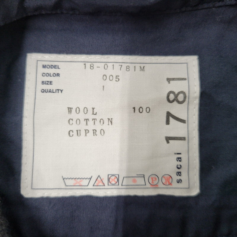 【現状渡し品】【メンズ】 Sacai サカイ DOCKING DESIGN KNIT SWEATER 18-01781M ドッキング デザイン ニット セーター 長袖 トップス 140-250911-as-02-izu サイズ：1 カラー：ブラック×ネイビー 万代Net店