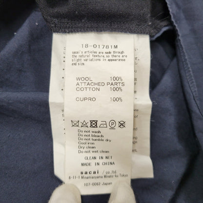 【現状渡し品】【メンズ】 Sacai サカイ DOCKING DESIGN KNIT SWEATER 18-01781M ドッキング デザイン ニット セーター 長袖 トップス 140-250911-as-02-izu サイズ：1 カラー：ブラック×ネイビー 万代Net店