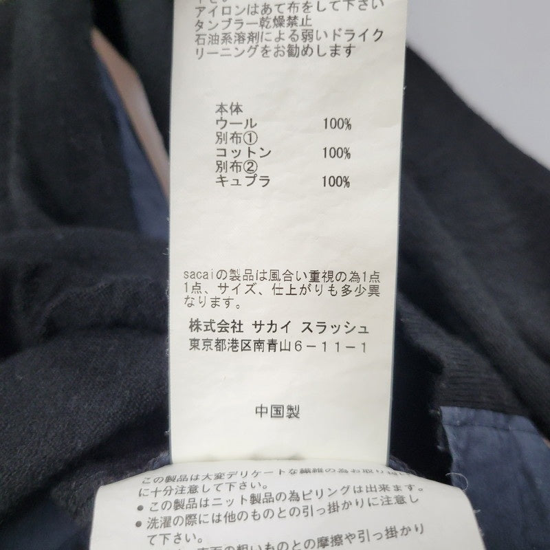 【現状渡し品】【メンズ】 Sacai サカイ DOCKING DESIGN KNIT SWEATER 18-01781M ドッキング デザイン ニット セーター 長袖 トップス 140-250911-as-02-izu サイズ：1 カラー：ブラック×ネイビー 万代Net店