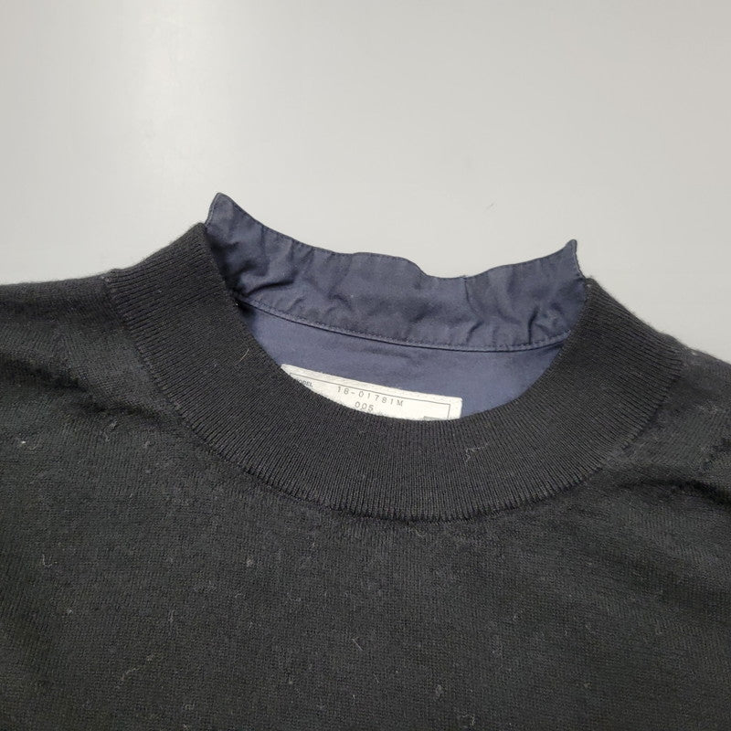 【現状渡し品】【メンズ】 Sacai サカイ DOCKING DESIGN KNIT SWEATER 18-01781M ドッキング デザイン ニット セーター 長袖 トップス 140-250911-as-02-izu サイズ：1 カラー：ブラック×ネイビー 万代Net店
