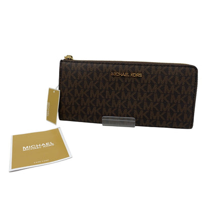 【中古美品】【メンズ/レディース】 Michael Kors マイケルコース MK SIGNATURE BROWN 35F8GTVZ3B MKシグネチャー ブラウン L字ファスナー 長財布 200-250915-as-09-izu カラー：ブラウン 万代Net店