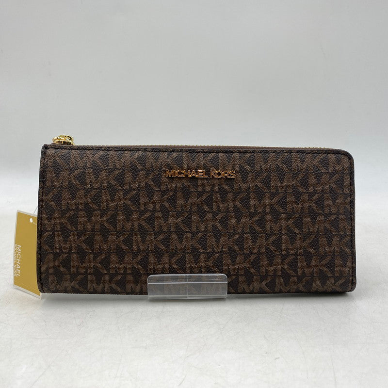 【中古美品】【メンズ/レディース】 Michael Kors マイケルコース MK SIGNATURE BROWN 35F8GTVZ3B MKシグネチャー ブラウン L字ファスナー 長財布 200-250915-as-09-izu カラー：ブラウン 万代Net店