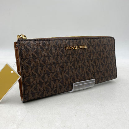 【中古美品】【メンズ/レディース】 Michael Kors マイケルコース MK SIGNATURE BROWN 35F8GTVZ3B MKシグネチャー ブラウン L字ファスナー 長財布 200-250915-as-09-izu カラー：ブラウン 万代Net店