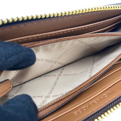 【中古美品】【メンズ/レディース】 Michael Kors マイケルコース MK SIGNATURE BROWN 35F8GTVZ3B MKシグネチャー ブラウン L字ファスナー 長財布 200-250915-as-09-izu カラー：ブラウン 万代Net店