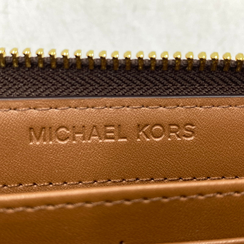 【中古美品】【メンズ/レディース】 Michael Kors マイケルコース MK SIGNATURE BROWN 35F8GTVZ3B MKシグネチャー ブラウン L字ファスナー 長財布 200-250915-as-09-izu カラー：ブラウン 万代Net店