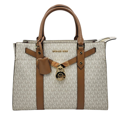 【中古品】【レディース】 Michael Kors マイケルコース 30F9G0HS3B MK SIGNATURE WHITE TOTE BAG カバン トート バック シグネチャー 188-250912-rk-06-izu カラー：ホワイト×ブラウン 万代Net店