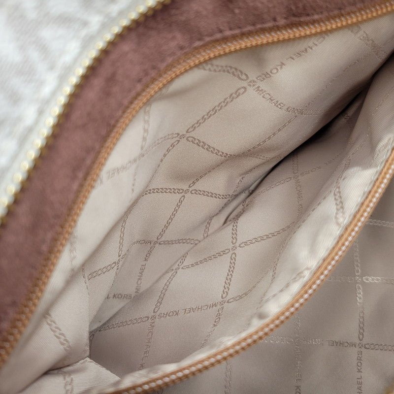 【中古品】【レディース】 Michael Kors マイケルコース 30F9G0HS3B MK SIGNATURE WHITE TOTE BAG カバン トート バック シグネチャー 188-250912-rk-06-izu カラー：ホワイト×ブラウン 万代Net店