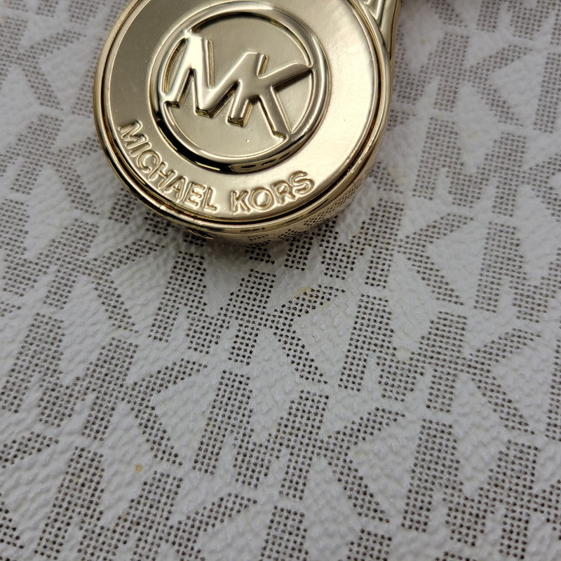 【中古品】【レディース】 Michael Kors マイケルコース 30F9G0HS3B MK SIGNATURE WHITE TOTE BAG カバン トート バック シグネチャー 188-250912-rk-06-izu カラー：ホワイト×ブラウン 万代Net店