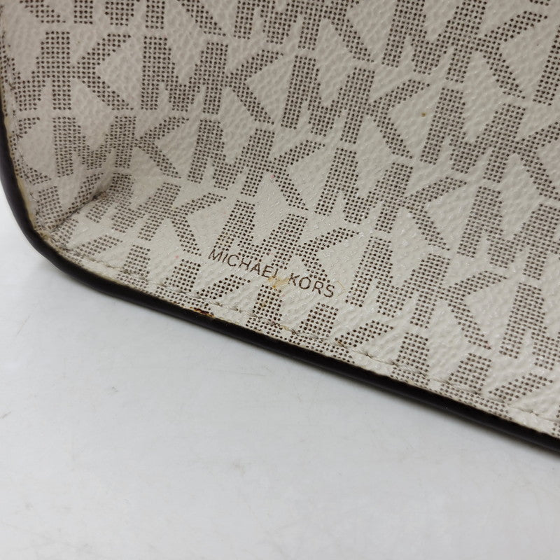 【中古品】【レディース】 Michael Kors マイケルコース 30F9G0HS3B MK SIGNATURE WHITE TOTE BAG カバン トート バック シグネチャー 188-250912-rk-06-izu カラー：ホワイト×ブラウン 万代Net店