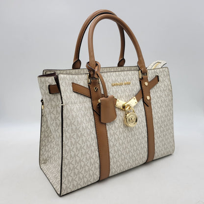 【中古品】【レディース】 Michael Kors マイケルコース 30F9G0HS3B MK SIGNATURE WHITE TOTE BAG カバン トート バック シグネチャー 188-250912-rk-06-izu カラー：ホワイト×ブラウン 万代Net店