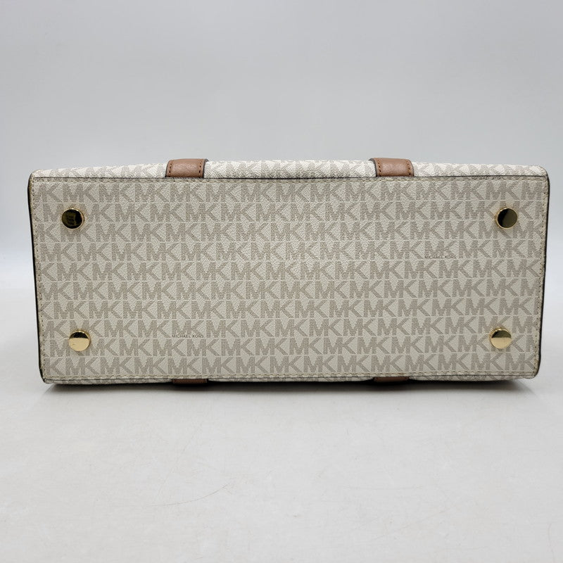 【中古品】【レディース】 Michael Kors マイケルコース 30F9G0HS3B MK SIGNATURE WHITE TOTE BAG カバン トート バック シグネチャー 188-250912-rk-06-izu カラー：ホワイト×ブラウン 万代Net店