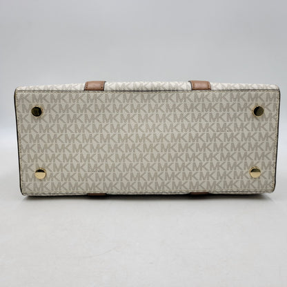 【中古品】【レディース】 Michael Kors マイケルコース 30F9G0HS3B MK SIGNATURE WHITE TOTE BAG カバン トート バック シグネチャー 188-250912-rk-06-izu カラー：ホワイト×ブラウン 万代Net店