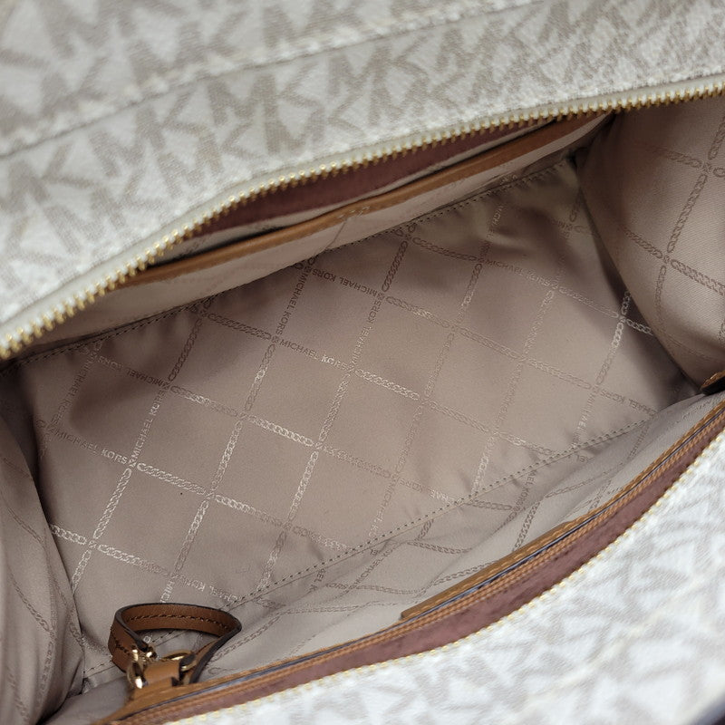 【中古品】【レディース】 Michael Kors マイケルコース 30F9G0HS3B MK SIGNATURE WHITE TOTE BAG カバン トート バック シグネチャー 188-250912-rk-06-izu カラー：ホワイト×ブラウン 万代Net店