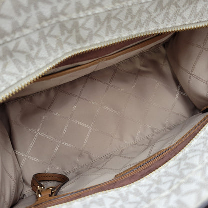 【中古品】【レディース】 Michael Kors マイケルコース 30F9G0HS3B MK SIGNATURE WHITE TOTE BAG カバン トート バック シグネチャー 188-250912-rk-06-izu カラー：ホワイト×ブラウン 万代Net店