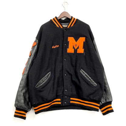 【現状渡し品】【メンズ】 DELONG デロング AUDRA STADIUM JACKET スタジアムジャケット USA製 スタジャン アウター 146-250914-as-04-izu サイズ：2XL カラー：ブラック 万代Net店