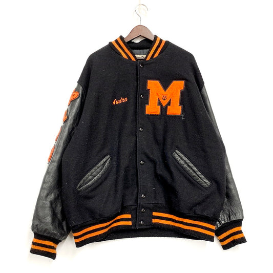 【現状渡し品】【メンズ】 DELONG デロング AUDRA STADIUM JACKET スタジアムジャケット USA製 スタジャン アウター 146-250914-as-04-izu サイズ：2XL カラー：ブラック 万代Net店