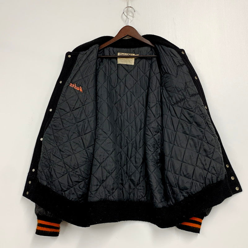 【現状渡し品】【メンズ】 DELONG デロング AUDRA STADIUM JACKET スタジアムジャケット USA製 スタジャン アウター 146-250914-as-04-izu サイズ：2XL カラー：ブラック 万代Net店