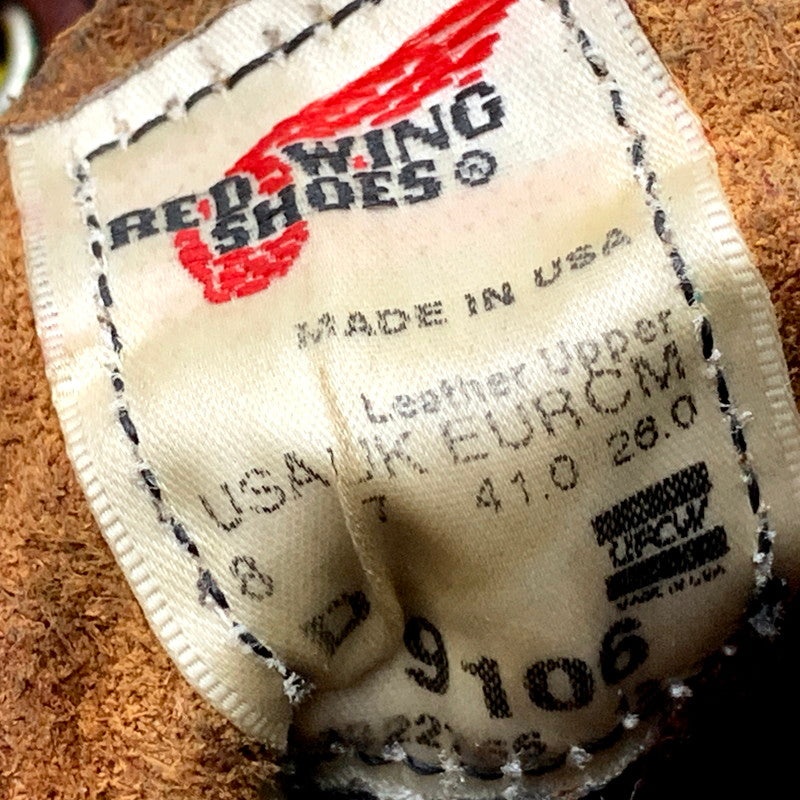 【中古品】【メンズ/レディース】 RED WING レッドウィング 9106 USA製 2011年製 刺繍羽タグ HERITAGE ヘリテージ 6INCH ６インチ MOC TOE モックトゥ IRISH SETTER アイリッシュセッター ブーツ シューズ 靴 164-250911-ya-03-izu サイズ：26cm カラー：レッドブラウン 万代Net店